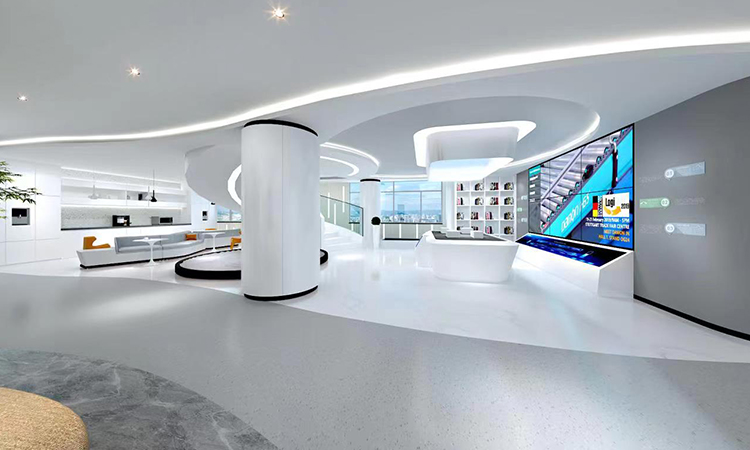 德馬物流辦公室一樓前廳裝修細節